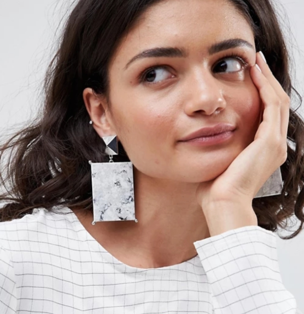 Asos Statement Earrings With Marble Effect Recycle - image 1